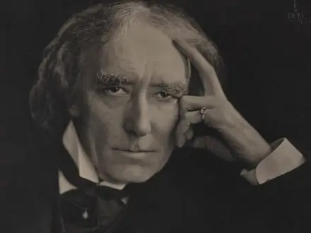 An old picture of Sir Henry Irving in a thinking posture